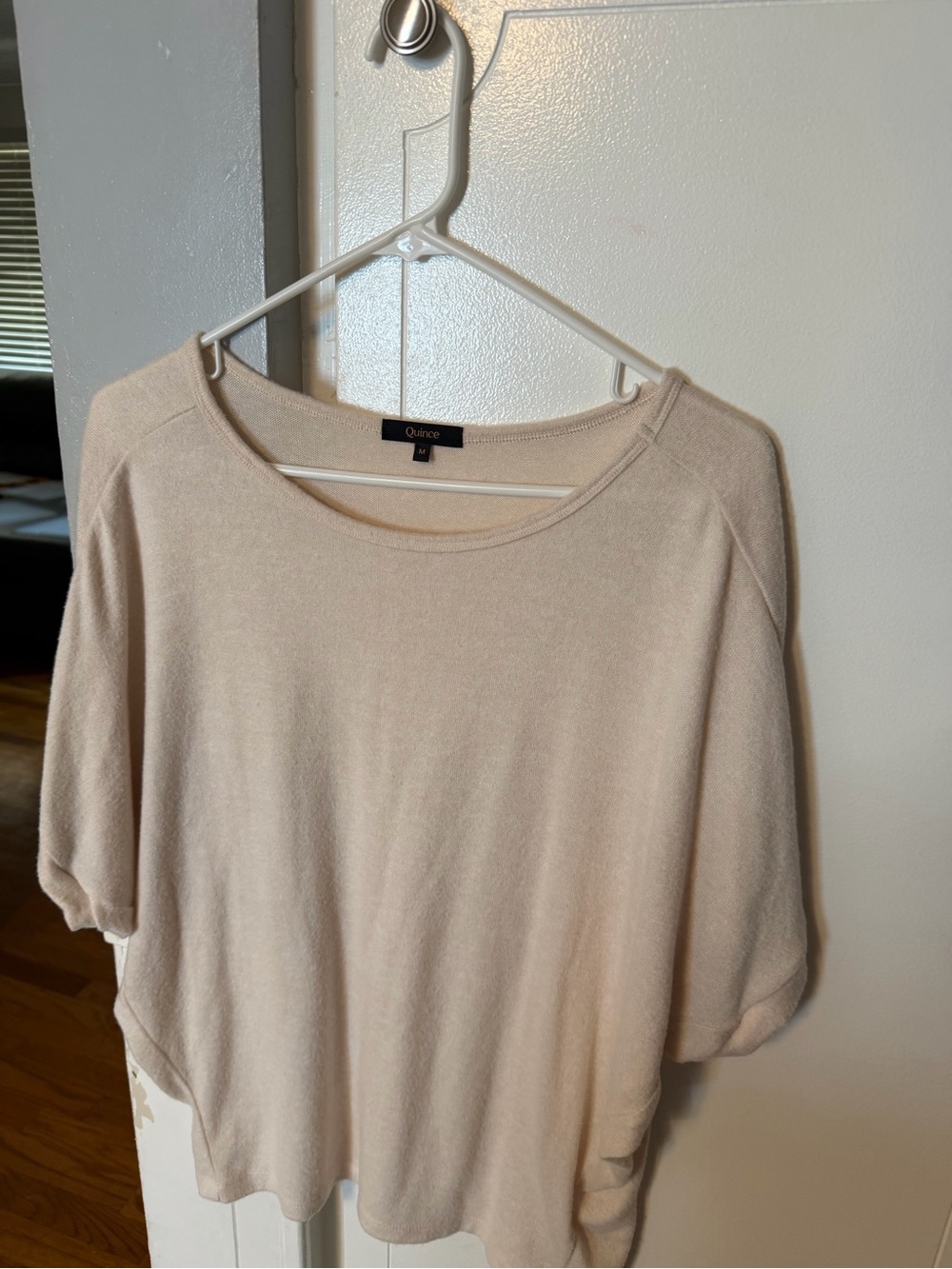Quince Women's Light Cream Short Sleeve Knit Top